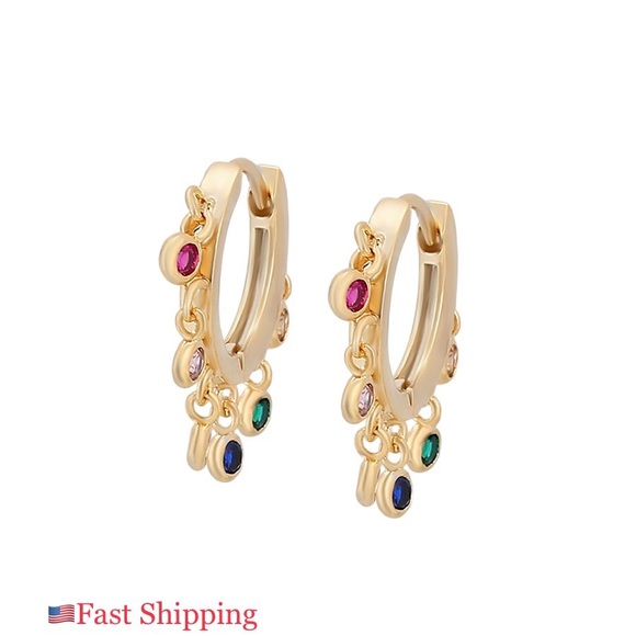 18k Gold-plated Hoops Earrings - Picture 1 of 6